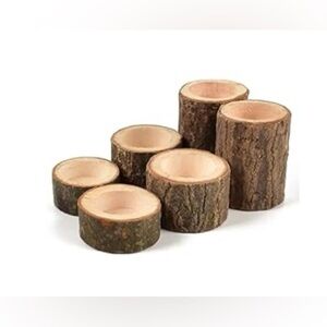 Wooden Tea Light Candle Holders for Rustic Centerpieces and Decor Set of 6 Brown